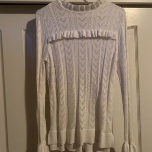 White ruffle sleeved sweater, size Small